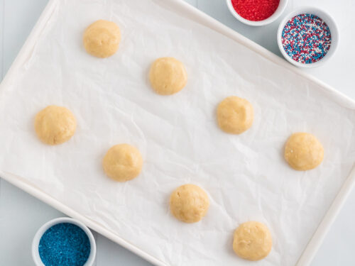 How to make 4th Of July Cake Mix Cookies , scoop the cookie dough