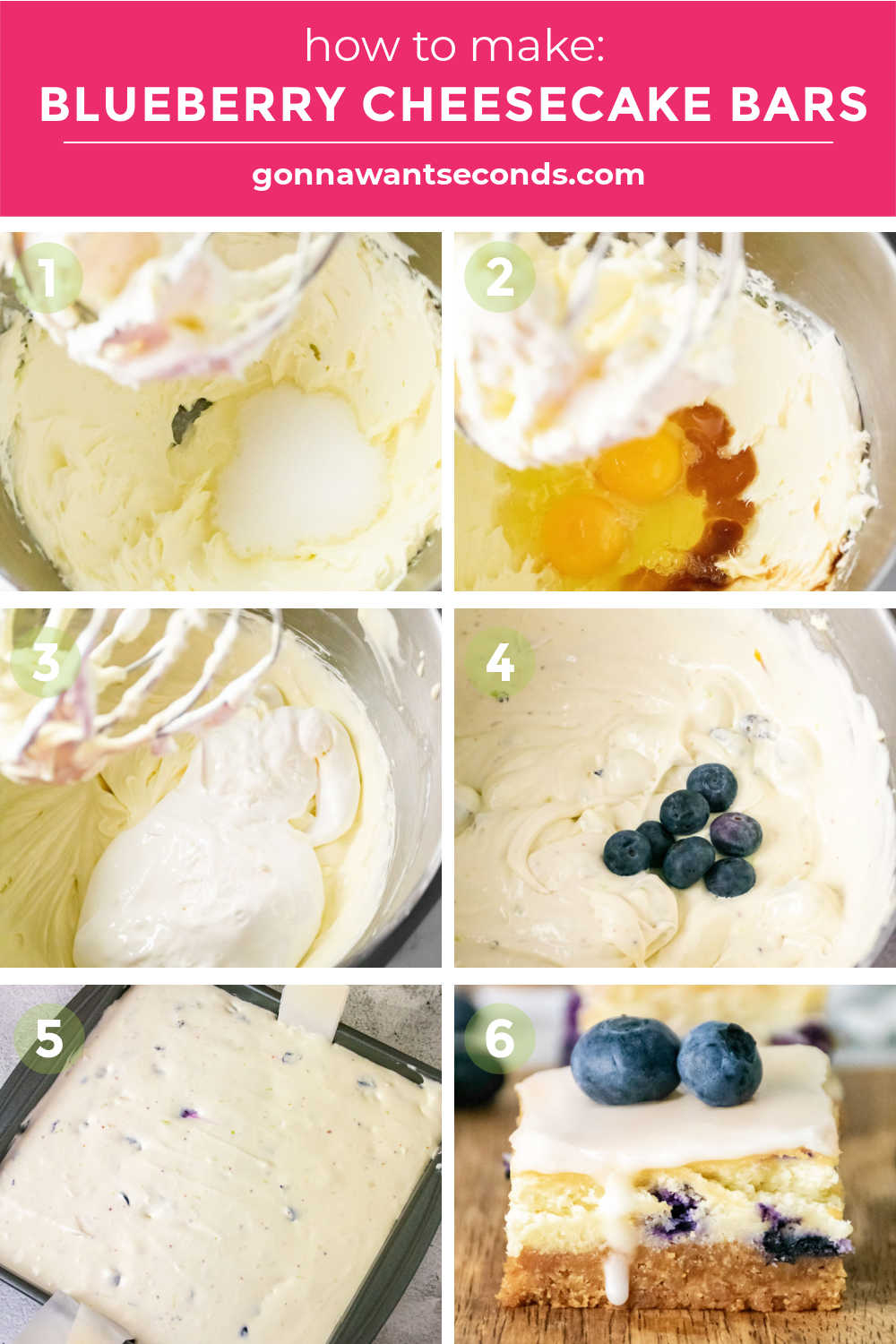 step by step how to make blueberry cheesecake bars