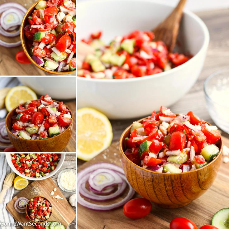 tomato feta salad montage