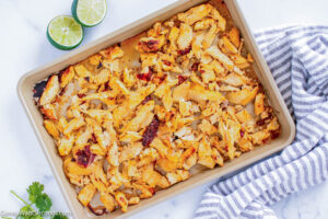 How to make instant pot shredded chicken onion on a sheet pan for broiling