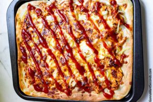How to make simple sheet pan chicken , drizzle bbq sauce