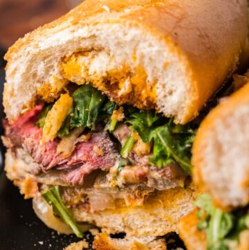 steak sandwich close up