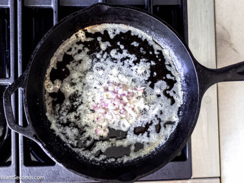 Step 2 how to make honey butter corn, Add the shallots and saute.