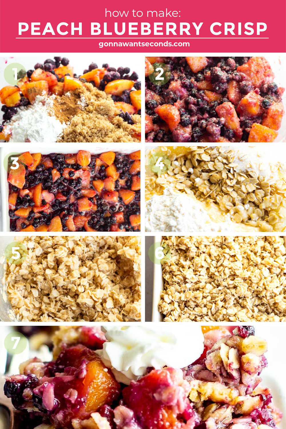 Step by step how to make Peach Blueberry Crisp