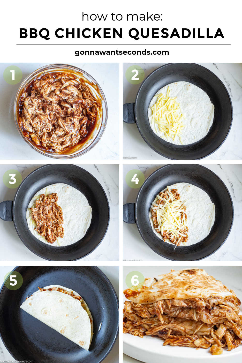 This BBQ Chicken Quesadilla has so much flavor, it's so easy to make. A perfect lunch, light supper, after-school snack, or game-changing appetizer. #quesadilla #chickenquesadilla Step by step How to make BBQ Chicken Quesadilla
