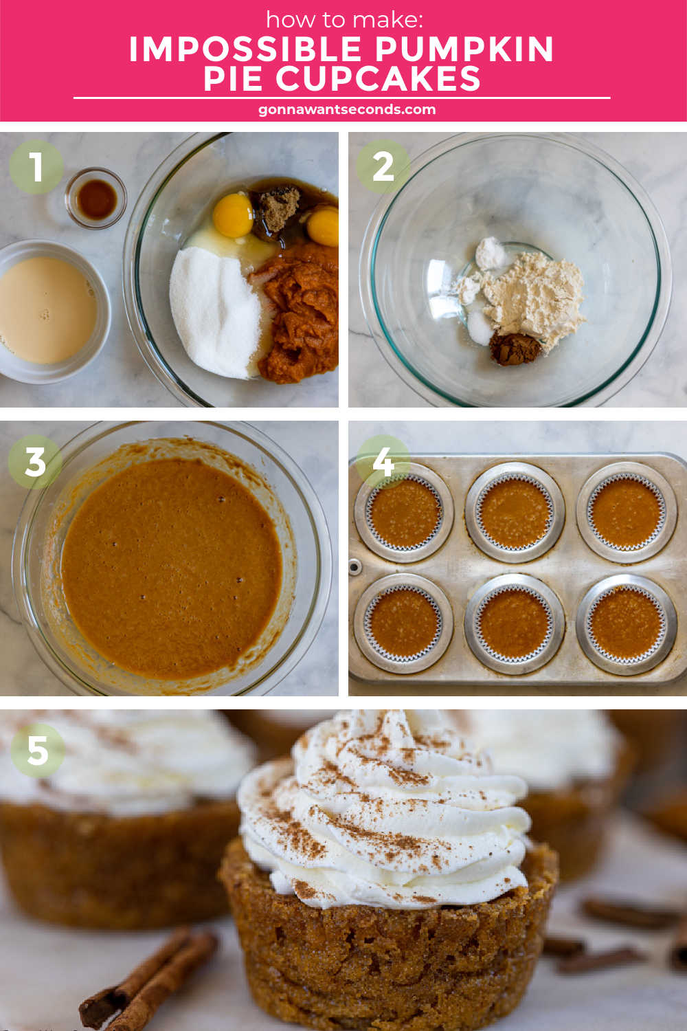 Step by step How to make Impossible Pumpkin Pie Cupcakes