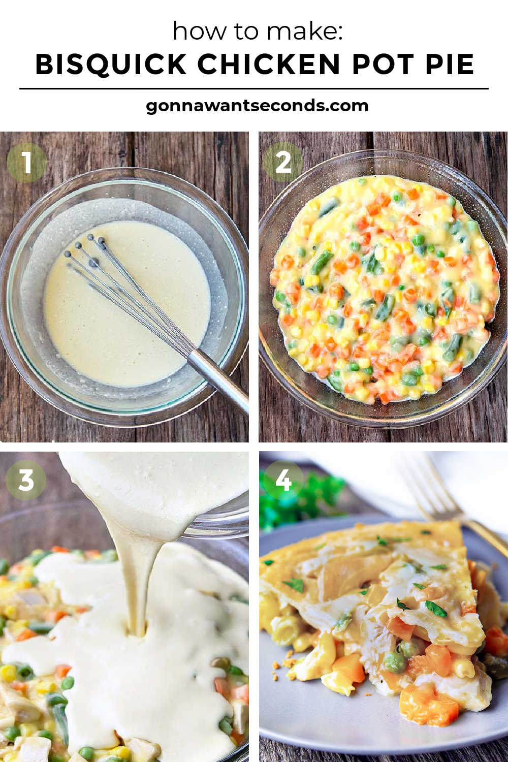 Step by step how to make Bisquick Chicken Pot Pie