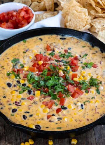 cowboy queso in a cast iron skillet