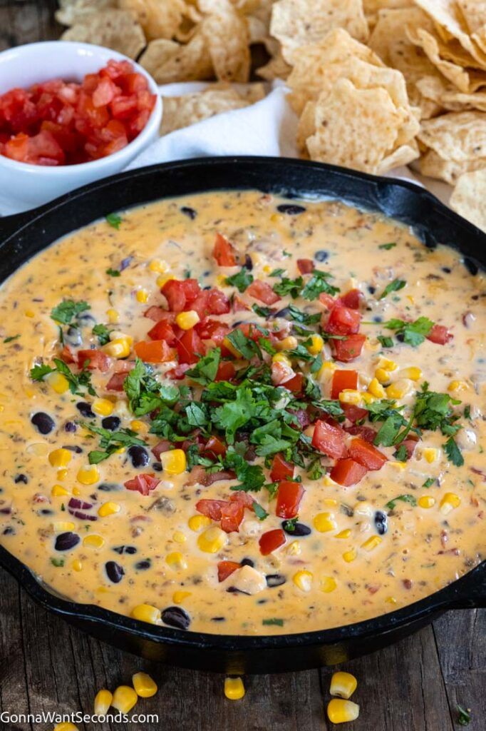cowboy queso in a cast iron skillet