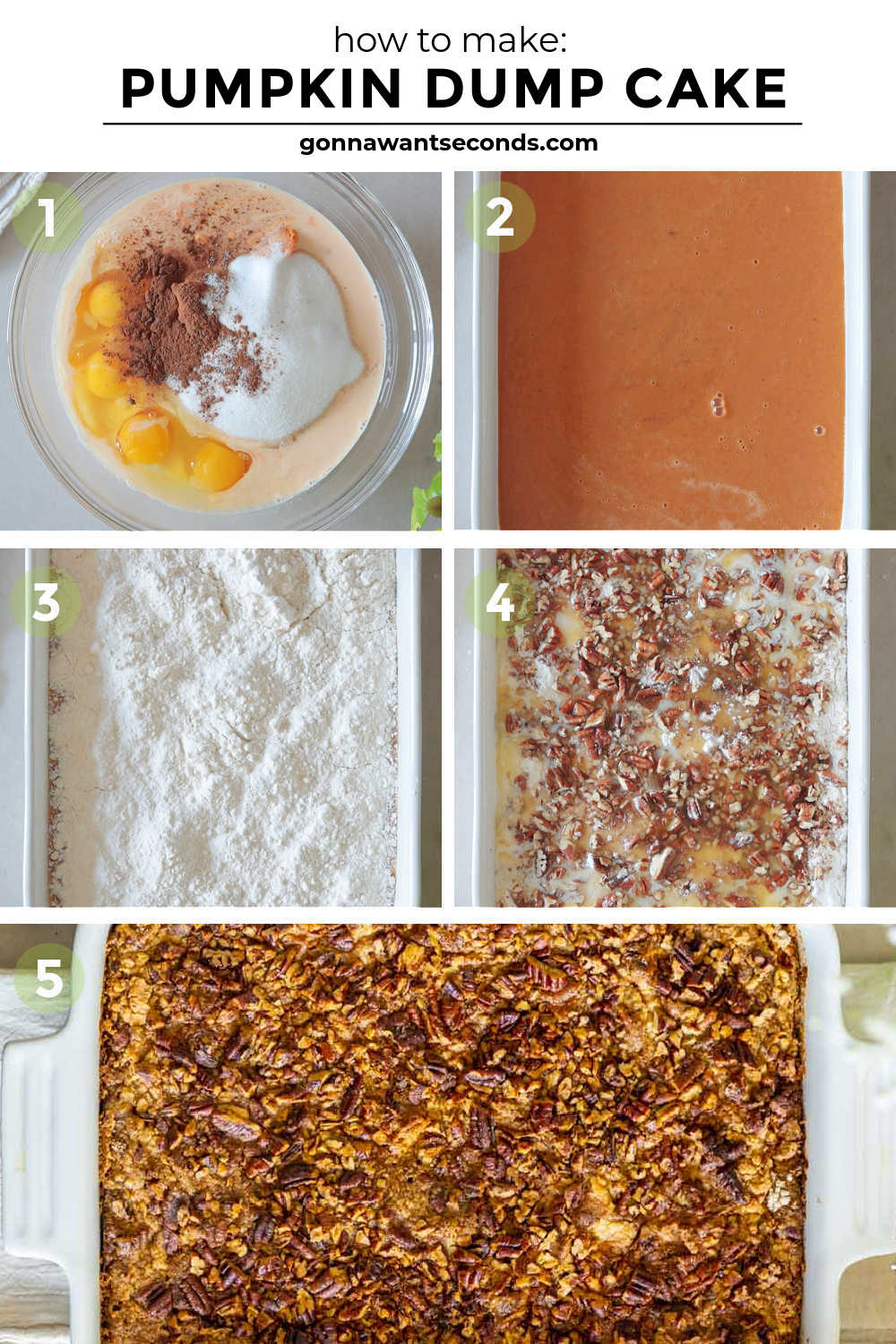 Step by step how to make pumpkin dump cake process shots