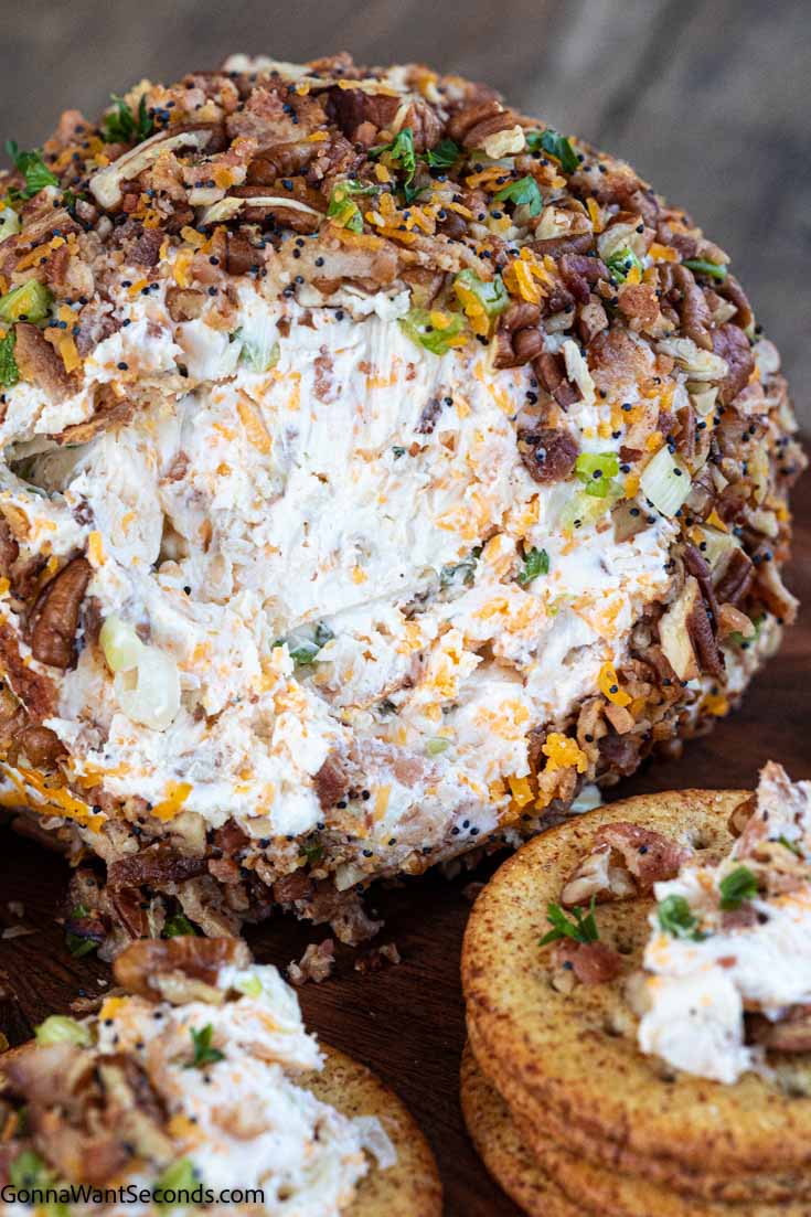 cheddar bacon ranch cheese ball recipe with crackers