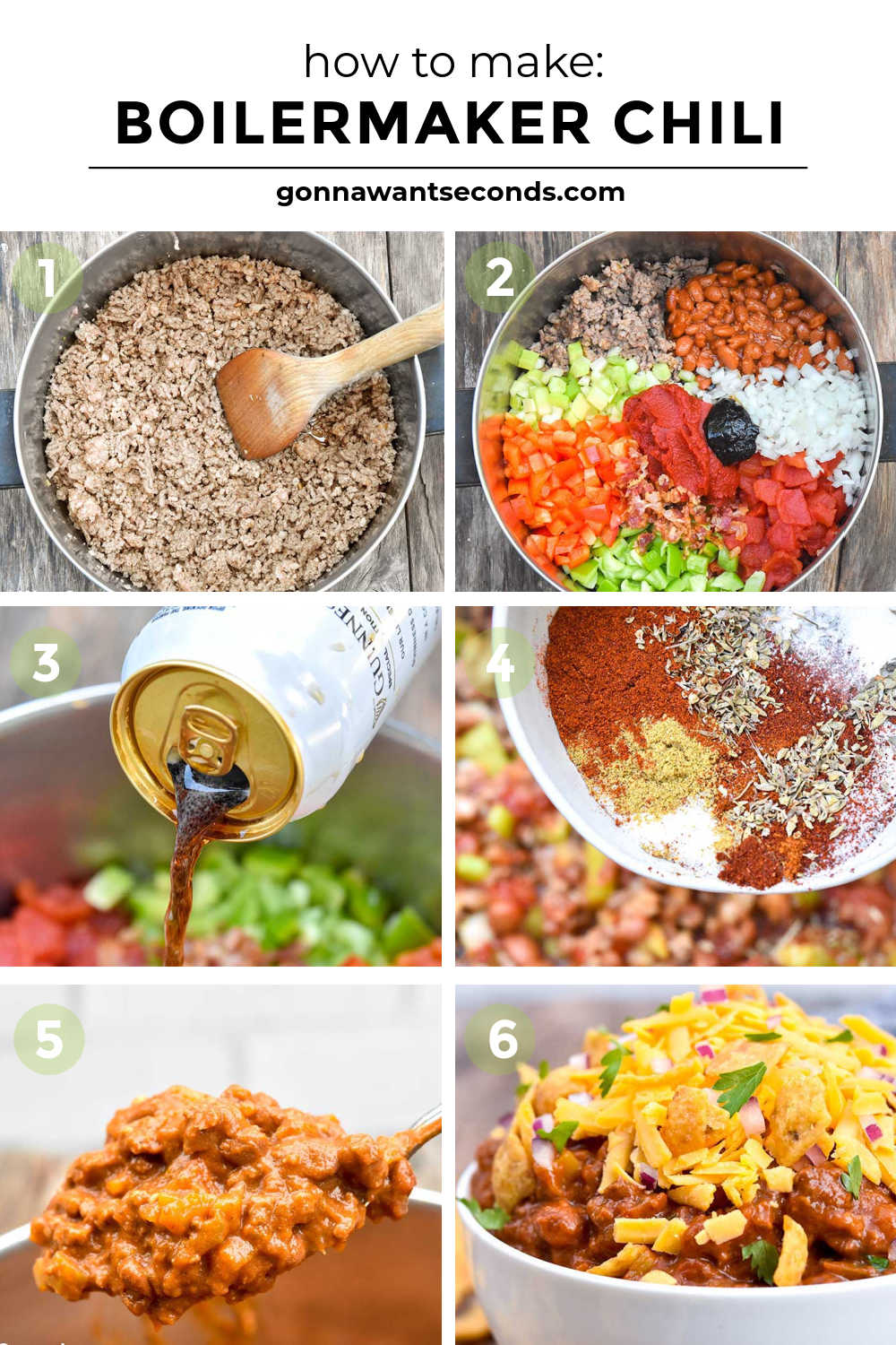 step by step how to make boilermaker chili