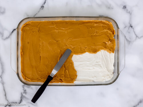 How to make butterscotch lush , Spread the pudding mixture over the cream cheese layer