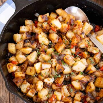 country potatoes in a skillet