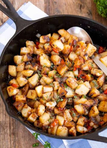country potatoes in a skillet