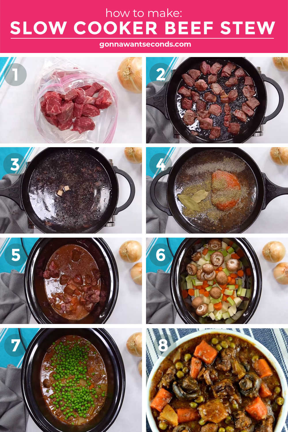 Step by step how to make slow cooker beef stew