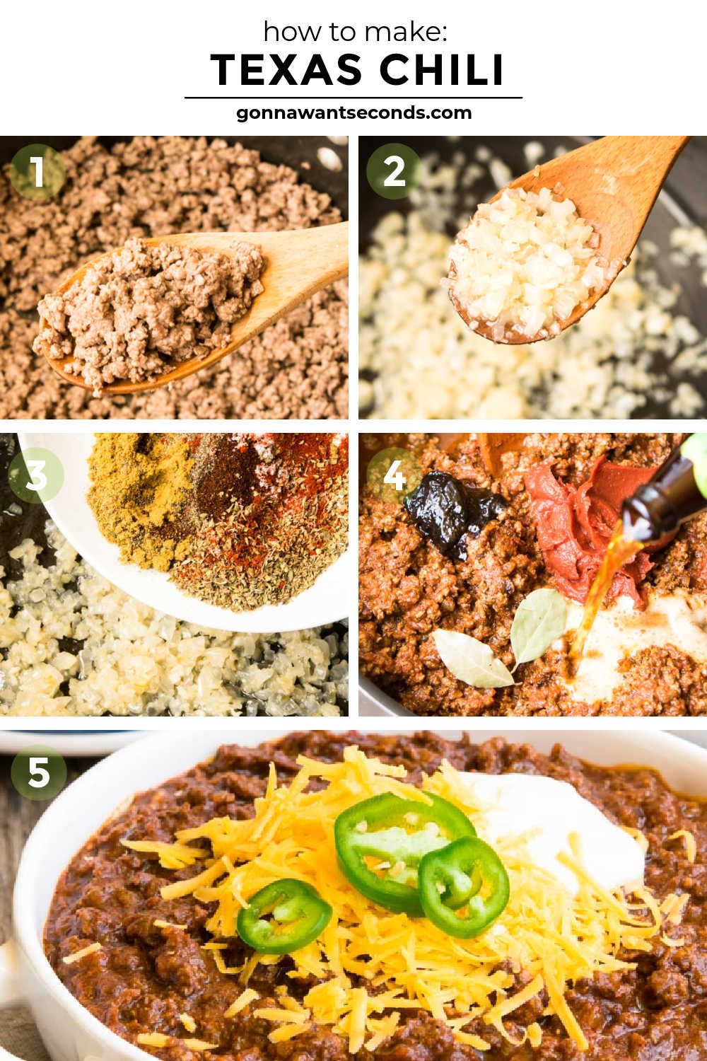 Step by step how to make texas chili