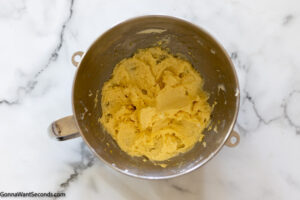 how to make chocolate thumbprint cookies , mixing the butter mixture