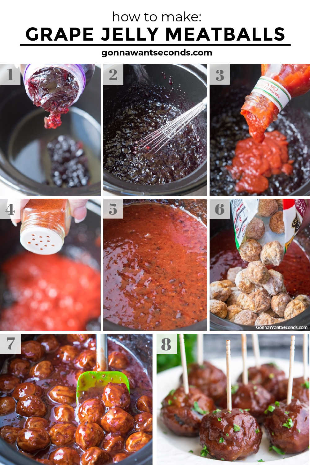 step by step how to make grape jelly meatballs