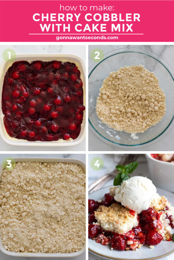 step by step How to make Cherry Cobbler with Cake Mix