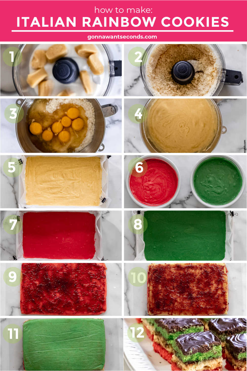 Step by step how to make Italian Rainbow Cookies 
