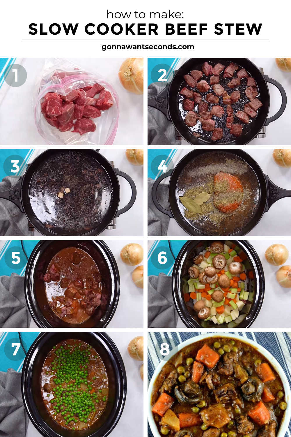 Step by step how to make slow cooker beef stew
