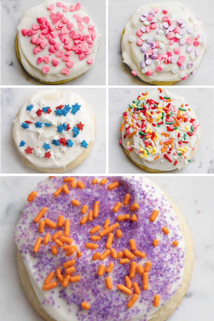 sour cream cookies with different sprinkles
