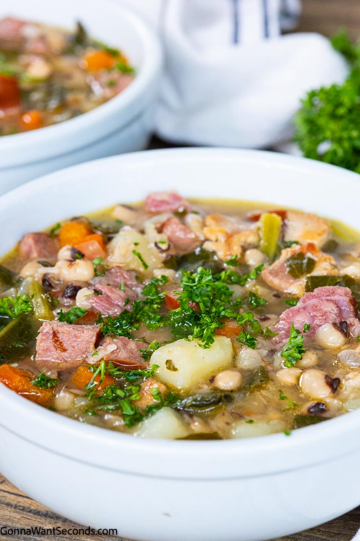 black eyed pea soup in a bowl