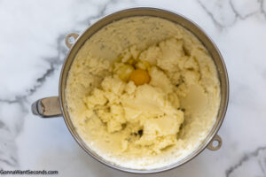 how to make chocolate pound cake, Add eggs one at a time. Mix after each addition.