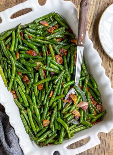 arkansas green beans in a casserole dish