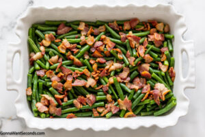 how to make arkansas green beans , add bacon on top