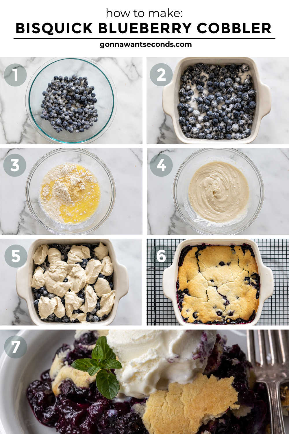 Step by step how to make bisquick blueberry cobbler
