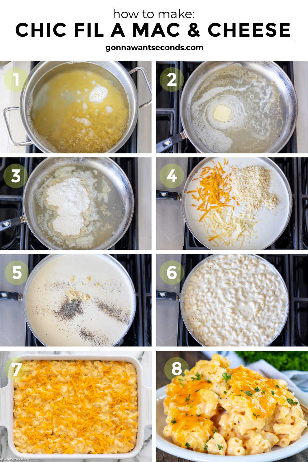 Step by step how to make Chick Fil A Mac and Cheese 