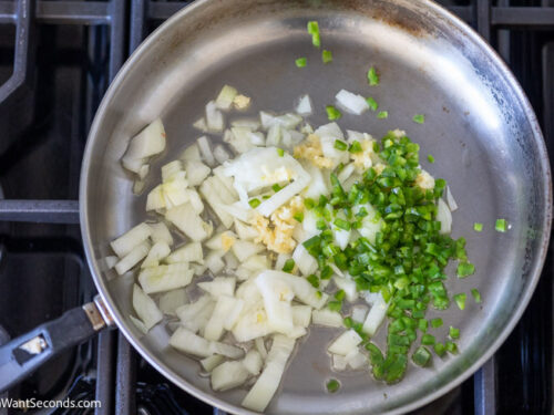 how to make green chile chicken enchilada casserole pioneer woman , saute aromatics