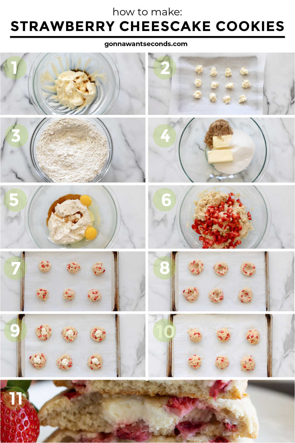 step by step how to make strawberry cheesecake cookies