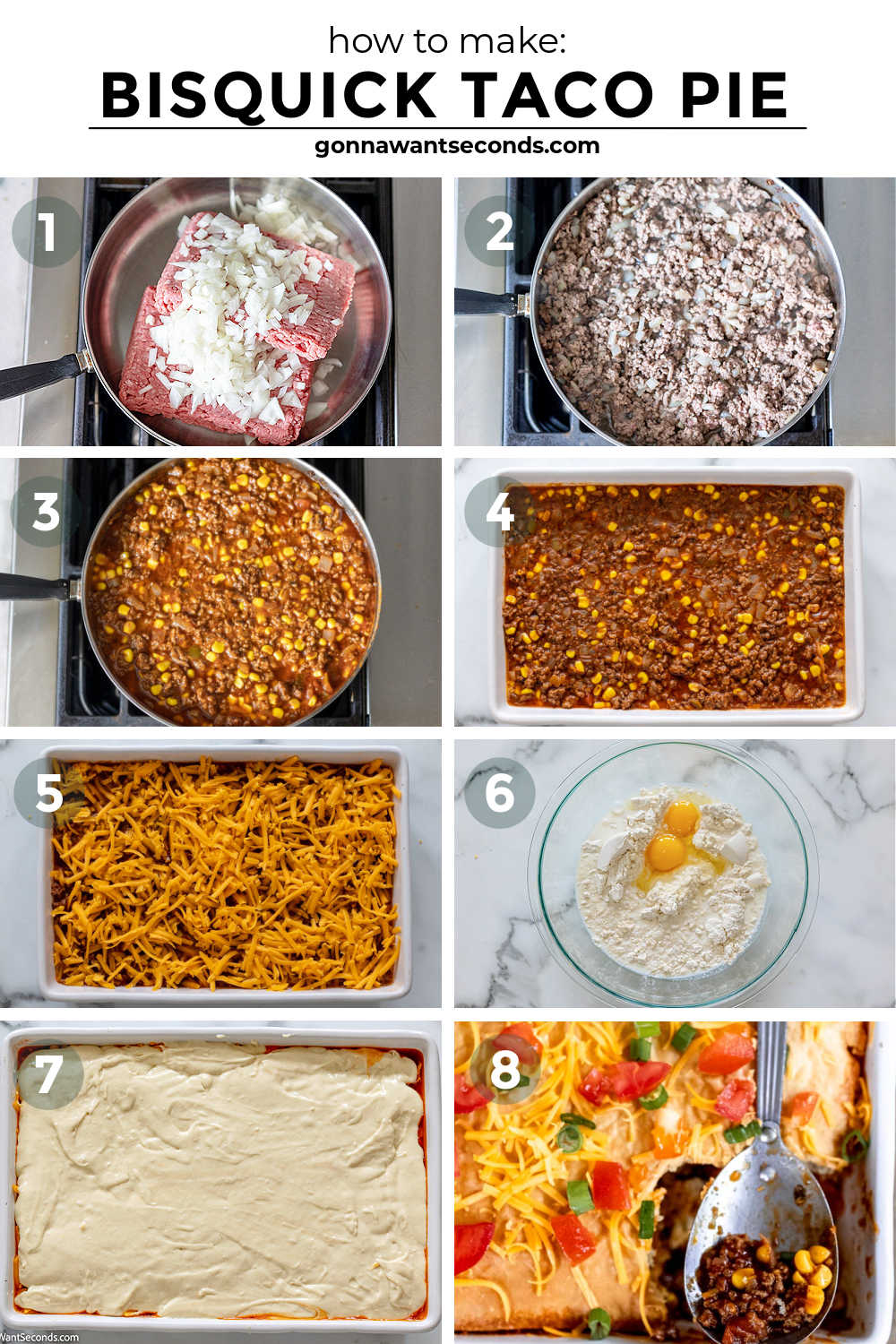 step by step how to make bisquick taco bake