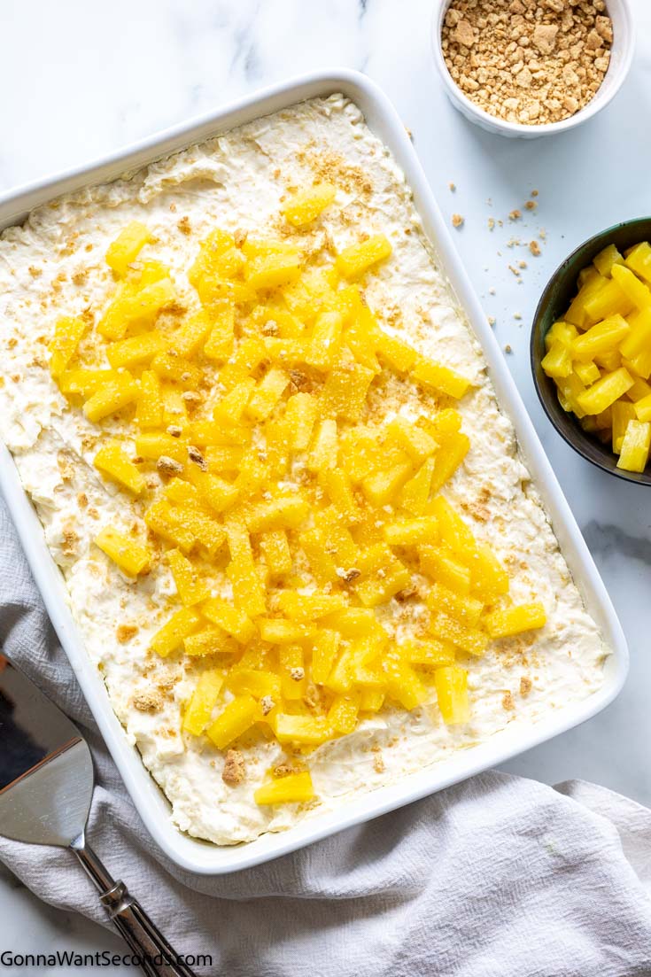 Pineapple delight with cream cheese in a casserole