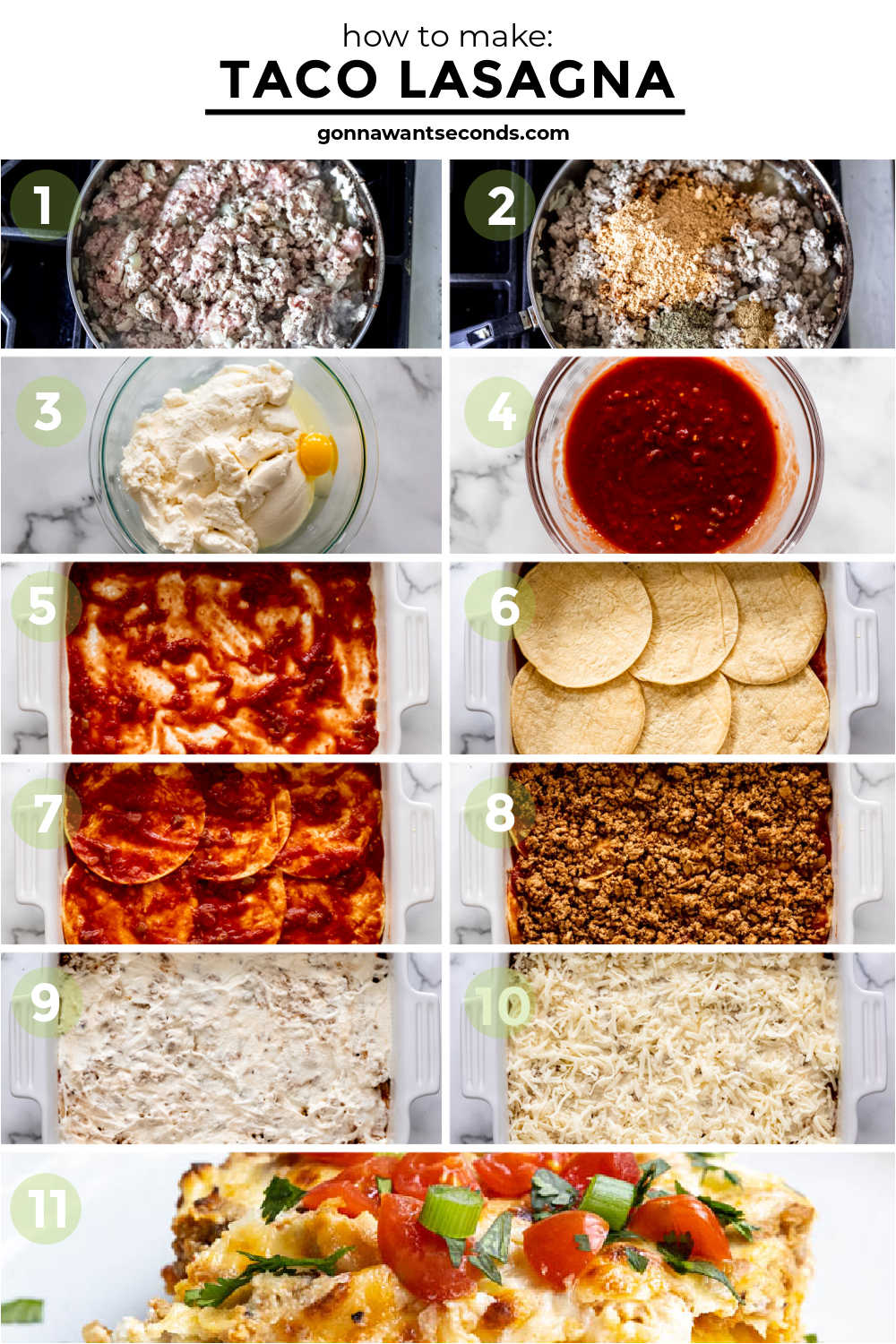 step by step how to make taco lasagna
