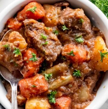 Guinness beef stew in a bowl