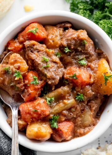 Guinness beef stew in a bowl