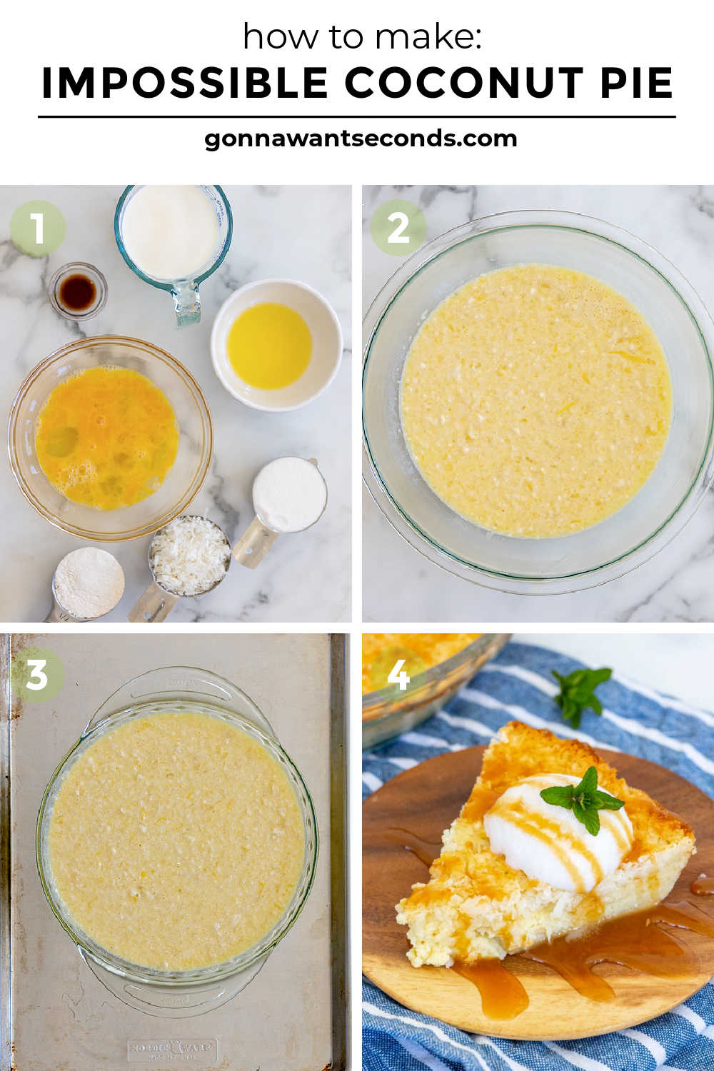 step by step how to make impossible coconut pie