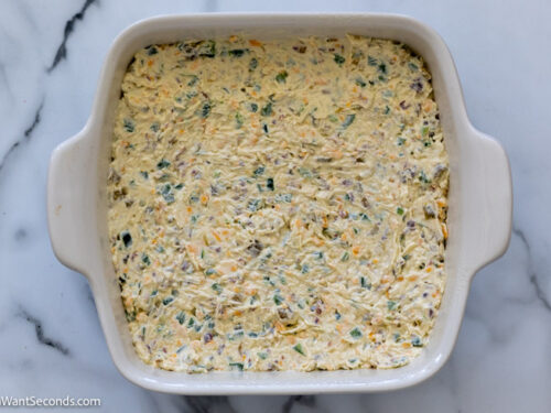 Step 2 How To Make jalapeno popper dip with fresh jalapenos, transfer in the baking dish