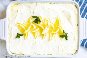 lemon lush delight in a casserole dish