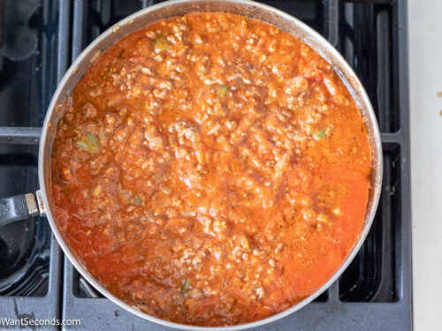 how to make tiktok million dollar spaghetti step 3, add seasonings and spaghetti sauce