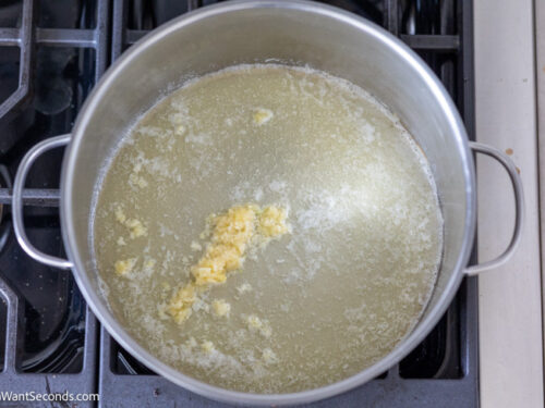how to make tiktok spaghetti casserole step 4, melt butter and saute garlic