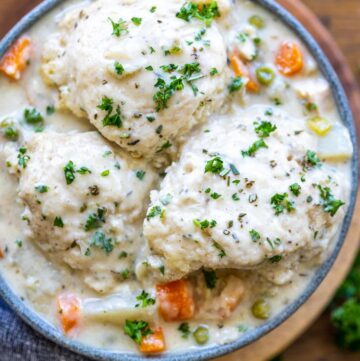 Bisquick chicken and dumplings in a bowl
