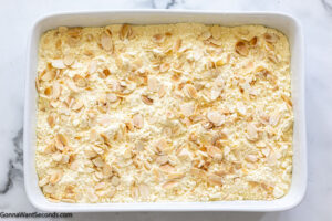 how to make cherry dump cake cobbler step 3, add almonds and butter