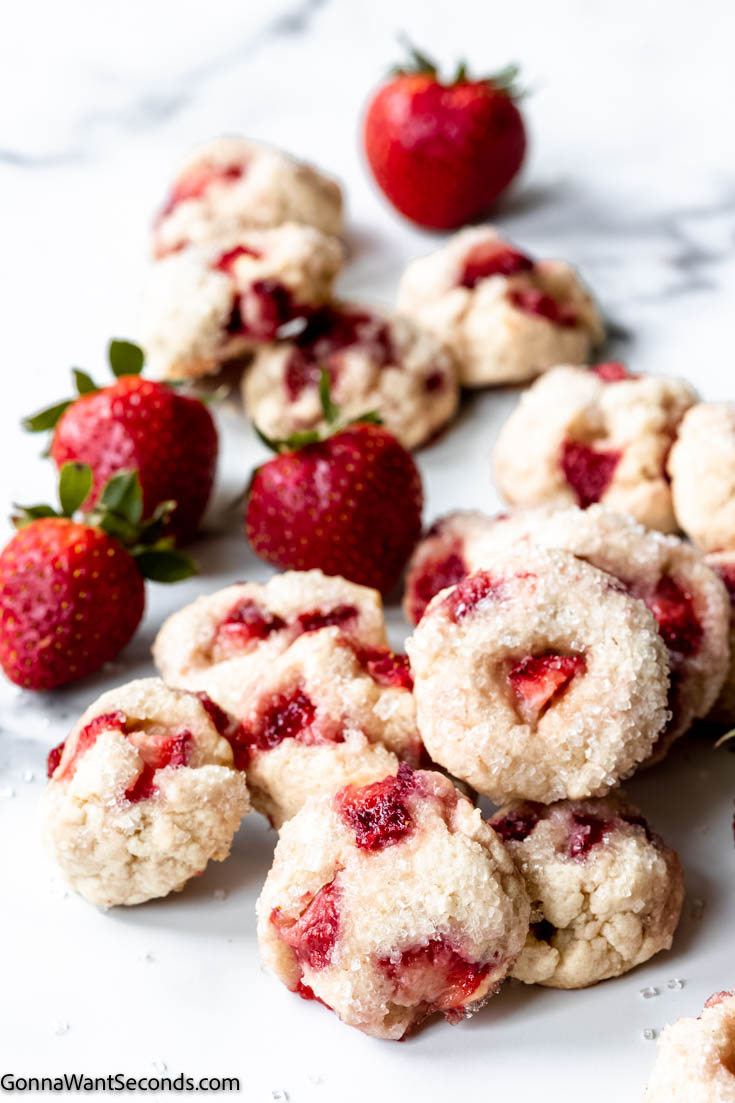 a pile of strawberry cookies