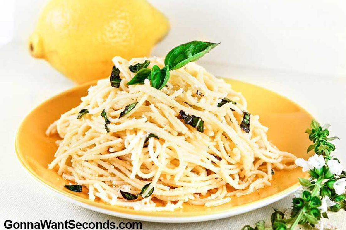 lemon garlic parmesan pasta on a plate