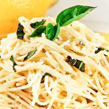 lemon garlic pasta on a plate